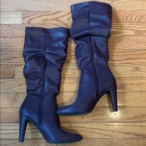 Christian Siriano Dark Purple Knee High Heel Boots